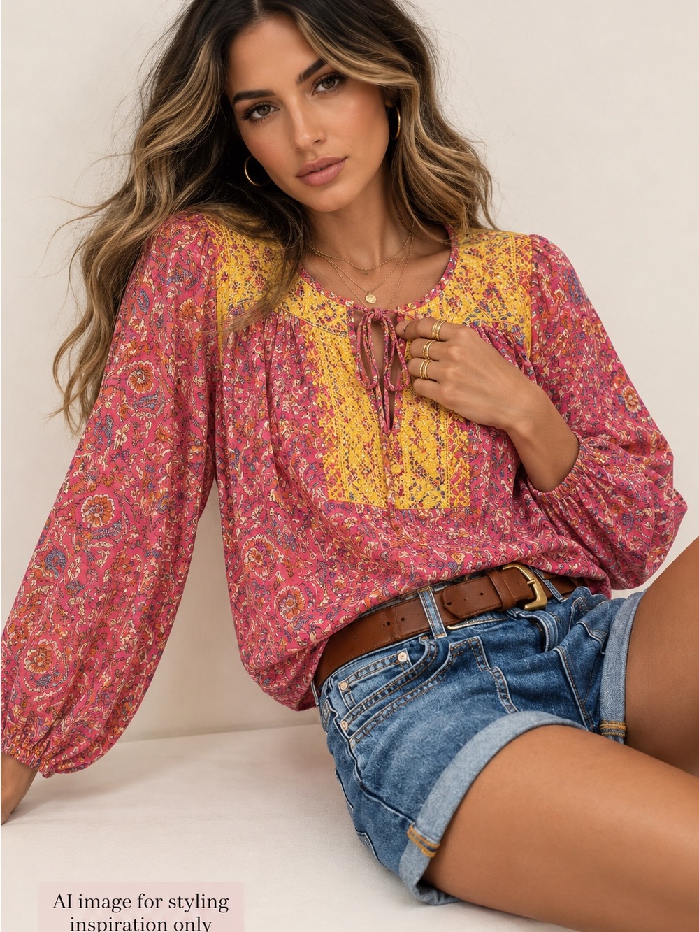 J.Crew Floral Embroidered Peasant Blouse Boho Pink Yellow M